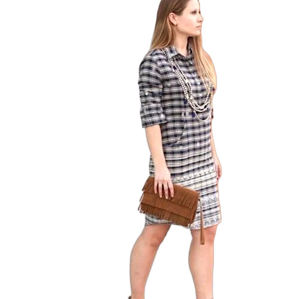 Roberta Roller Rabbit Cotton Raisa Plaid Embroidered Dress Size Extra Small XS